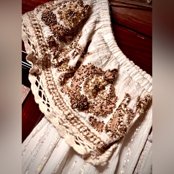 New NWT FRENCH WHITE BOHEMIAN COUNTRY OFF THE SHOULDER EMBROIDERED MAXI DRESS S - Picture 11 of 16